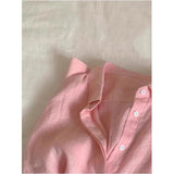 Tiansi Cotton Pink Shirt Coat Female Summer Lazy Wind Polo Collar Linen Sun-Stle-Lined Loose Top HZ1225