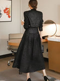Yu Sister Fan's New Two-Piece Korean Version Of The Famous Woman Temperament Hairy Short Coat + Waist Swing Skirt Hepburn Suit HZ1225