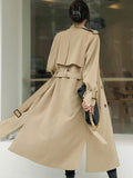 Korean Long Wind Coat Women's 2025 Chic Design Sense Early Spring Double Buckle HZ1225