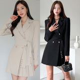 Yu Sister Fan Professional Style Suit Collar Fashion Pressed Folding Professional Coat Women's Autumn New Fashion Suit Dress HZ1225