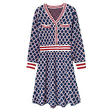 Autumn New 2025 French Temperament Famous Wind Fragrant Lattice Knitted A Word High-End Feel Dress HZ1225