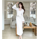 Yu Sister Fan Supneic Sexy Tidal Dress 2025 Korean Version Of The New Long-Sleeved Ass Dress Woman HZ1225