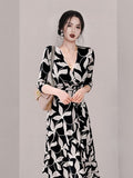 2025 Tice Skirt V-Neck Waist One-Style Maternity Dress Shows Absin And Hip Temperament Beach Wrap Dress HZ1225