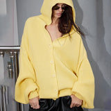 Fashion Loose Solid Color Sweater Coat Woven Autumn And Winter New Street Trend Casual Lazy Woman HZ1208