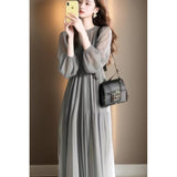 French Unique Beautiful Temperament Goddess Fan Dress High Feeling Dignified Atmosphere Gentle Green Dress HZ1225