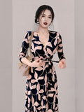 2025 Tice Skirt V-Neck Waist One-Style Maternity Dress Shows Absin And Hip Temperament Beach Wrap Dress HZ1225