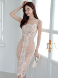 Famous Wind To Close The Waist Thin Temperament Sling Skirt 2025 Summer Dress New Korean Version Of The Design Lace Bag Hip Dress HZ1225