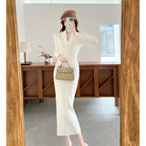 French Elegant Sleeveless Round-Necked Pearl Knitted Long Dress Summer New High-End Simple Dress HZ1225