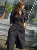 Korean Long Wind Coat Women's 2025 Chic Design Sense Early Spring Double Buckle HZ1225
