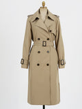 Korean Long Wind Coat Women's 2025 Chic Design Sense Early Spring Double Buckle HZ1225