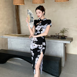 National Style Sexy Banquet Dress New Want To Improve The Cheongsam Retro Print Feel National Style Dress HZ1225