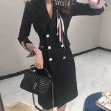 Famous Wind Temperament Long Striped Double Buckle Waist Coat 2025 New Korean Version Of The Suit Wind Jacket HZ1225