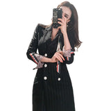 Famous Wind Temperament Long Striped Double Buckle Waist Coat 2025 New Korean Version Of The Suit Wind Jacket HZ1225
