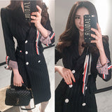 Famous Wind Temperament Long Striped Double Buckle Waist Coat 2025 New Korean Version Of The Suit Wind Jacket HZ1225