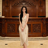 Yu Sister Fan Supneic Sexy Tidal Dress 2025 Korean Version Of The New Long-Sleeved Ass Dress Woman HZ1225