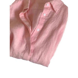Tiansi Cotton Pink Shirt Coat Female Summer Lazy Wind Polo Collar Linen Sun-Stle-Lined Loose Top HZ1225