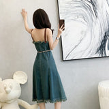 Women's 2025 Spring And Summer New Cowboy Dress Mid-Summer Mid-Scared Dress High-Rise Bra A-Sing HZ1225