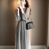 French Unique Beautiful Temperament Goddess Fan Dress High Feeling Dignified Atmosphere Gentle Green Dress HZ1225