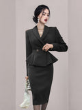 Yujie Wind OL Professional Ass Suit Dress Woman 2025 Korean Version Of Temperament Coat High Waist Half Skirt Two Sets HZ1225