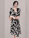 2025 Tice Skirt V-Neck Waist One-Style Maternity Dress Shows Absin And Hip Temperament Beach Wrap Dress HZ1225