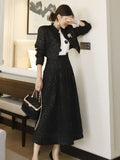 Yu Sister Fan's New Two-Piece Korean Version Of The Famous Woman Temperament Hairy Short Coat + Waist Swing Skirt Hepburn Suit HZ1225