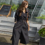 Korean Long Wind Coat Women's 2025 Chic Design Sense Early Spring Double Buckle HZ1225