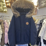 Mao Collar Workwear Pie Down Jacket Women's Mid- 2025 Winter New Small White Duck Down Men And Women Thick Coat HZ1225